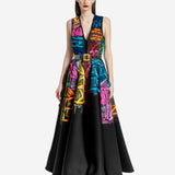 SIGNATURE KÉZZEL FESTETT SZALAGOZOTT ESTÉLYI RUHA