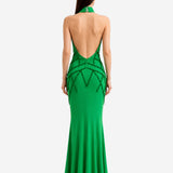 SIGNATURE GREEN POMPOM APPLIQUE DRESS