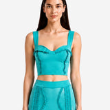 TURQUOISE RIBBONED CROP TOP