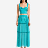 TURQUOISE RIBBONED CROP TOP