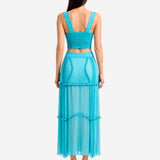 TURQUOISE RIBBONED CROP TOP