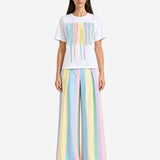 PASTEL STRIPES RIBBONED OVERSIZE T-SHIRT