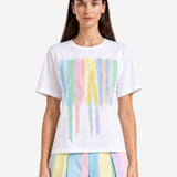 PASTEL STRIPES RIBBONED OVERSIZE T-SHIRT