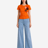 FLOWERS RIBBONED ORANGE T-SHIRT