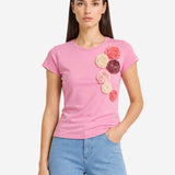 FLOWERS BLUSH RIBBONED T-SHIRT