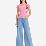 FLOWERS BLUSH RIBBONED T-SHIRT