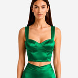 ZÖLD SELYEM CROP TOP