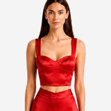 RED SILK CROP TOP