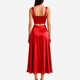 RED SILK CROP TOP