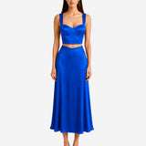ROYAL BLUE SILK CROP TOP
