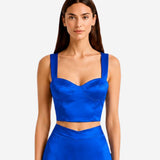 ROYAL BLUE SILK CROP TOP