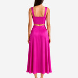 PINK SILK MIDI SKIRT