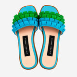 BLUE RIBBONED SLIPPERS