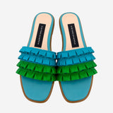 BLUE RIBBONED SLIPPERS