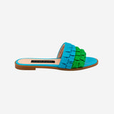 BLUE RIBBONED SLIPPERS