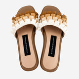 BROWN RIBBONED SLIPPERS