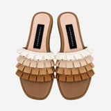 BROWN RIBBONED SLIPPERS