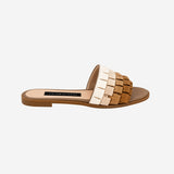 BROWN RIBBONED SLIPPERS