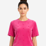 COZY VELVET PINK SHORT SLEEVE TOP