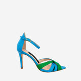 BLUE&GREEN LEATHER HIGH HEEL SANDALS