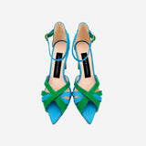 BLUE&GREEN LEATHER HIGH HEEL SANDALS