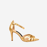 GOLD LEATHER HIGH HEEL SANDALS