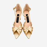 GOLD LEATHER HIGH HEEL SANDALS