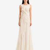 WHITE SILK ORGANZA WAVES DRESS