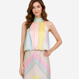 PASTEL STRIPES UJATLAN MAGAS NYAKÚ TOP