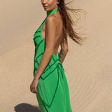 SIGNATURE GREEN POMPOM APPLIQUE DRESS