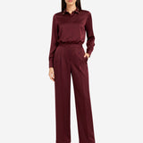 BURGUNDY SATIN PANTS