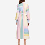PASTEL STRIPES SILK SHIRT DRESS