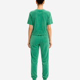 COZY VELVET GREEN SHORT SLEEVE TOP