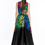 SIGNATURE HAND-PAINTED RIBBONED EVENING DRESS