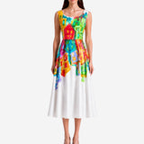 HAND-PAINTED AND RIBBONED MIDI DRESS