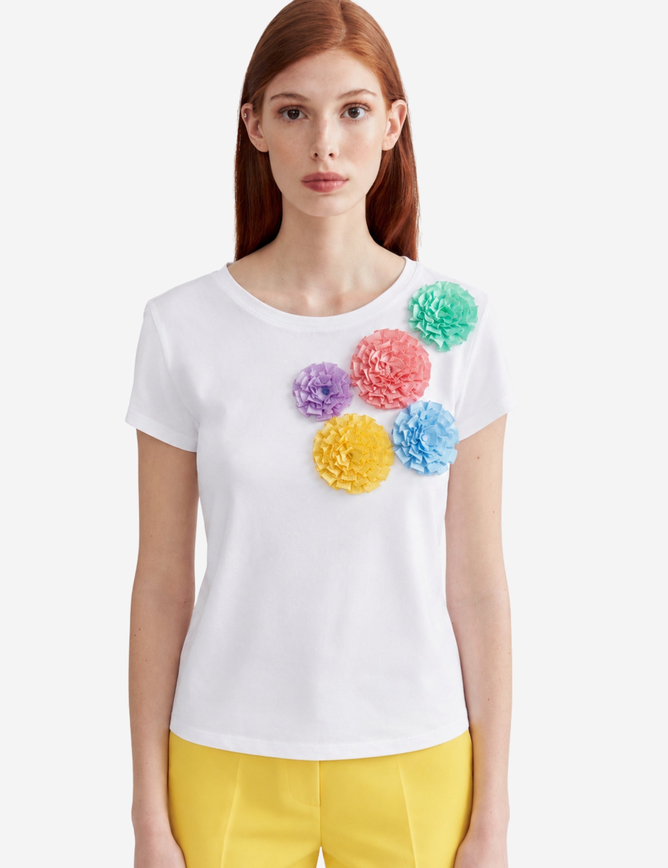 FLOWERS RIBBONED T-SHIRT