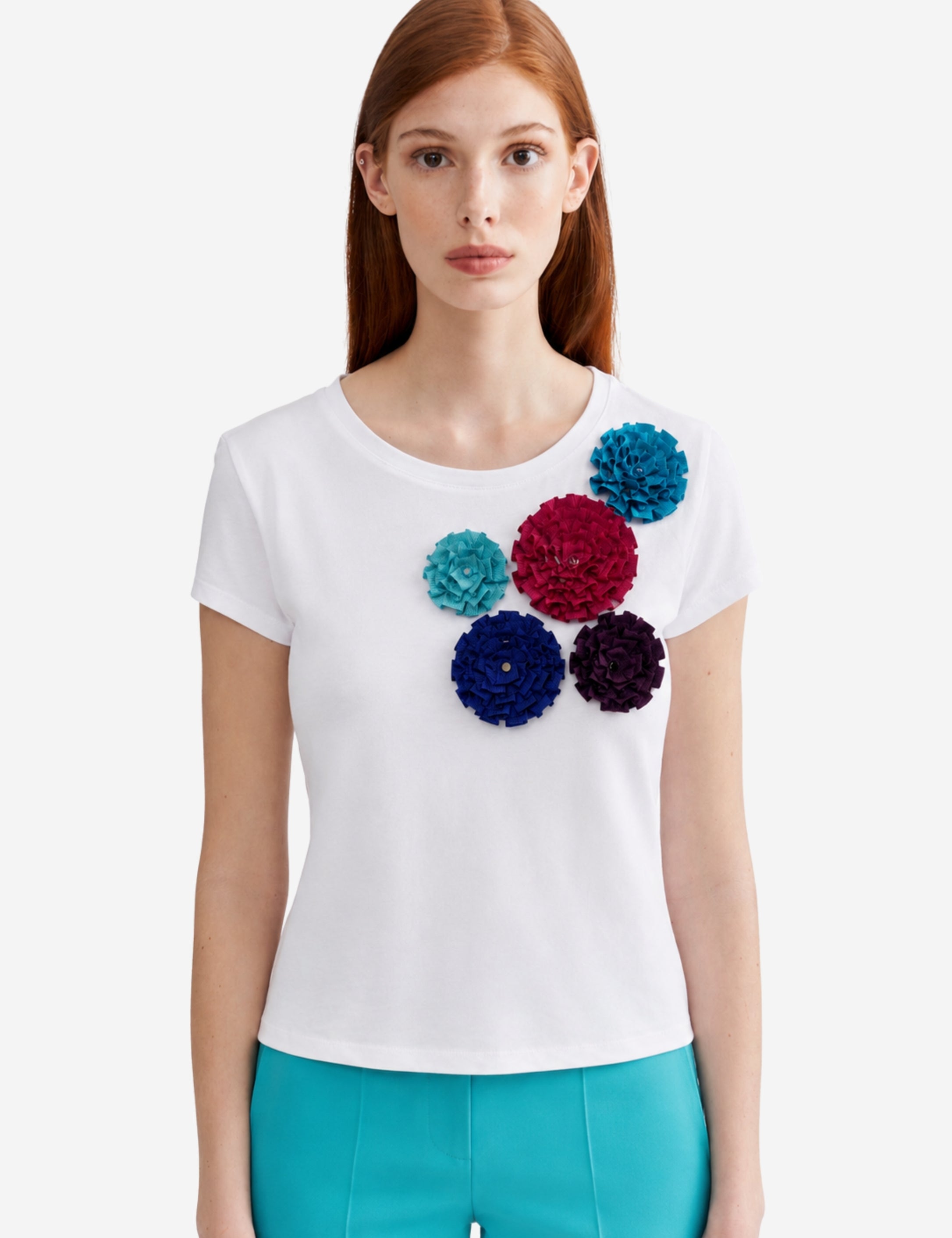 FLOWERS RIBBONED T-SHIRT