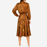 BRONZE HAND-PAINTED AND RIBBONED SATIN BOMBER JACKET