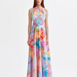 HAND-PAINTED AND RIBBONED EVENING DRESS