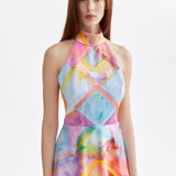 HAND-PAINTED AND RIBBONED EVENING DRESS