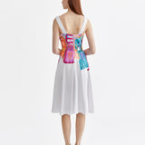 ABSTRACTION HAND-PAINTED AND RIBBONED DRESS