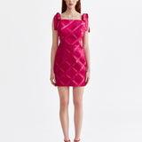 RIBBON GRID MINI DRESS