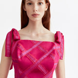 RIBBON GRID MINI DRESS
