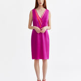 MAGENTA SILK DRESS WITH RIBBON DETAILS