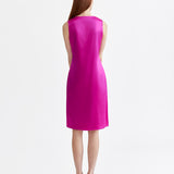 MAGENTA SILK DRESS WITH RIBBON DETAILS