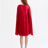 RED LONG-SLEEVED SILK DRESS
