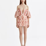 SIGNATURE BLUSH RIBBONED MINI DRESS