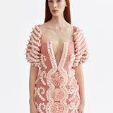 SIGNATURE BLUSH RIBBONED MINI DRESS