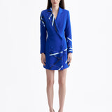 ROYAL BLUE RIBBONED BLAZER DRESS