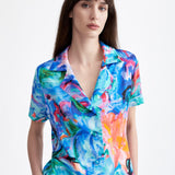 SIGNATURE BLOOM SHORT-SLEEVE SILK SHIRT